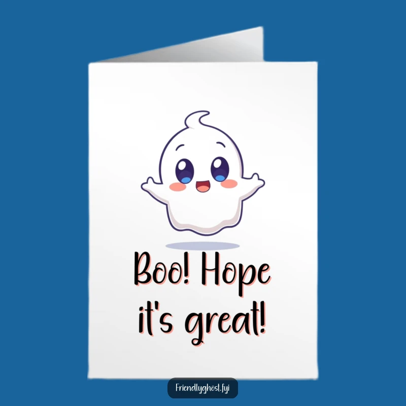 Funny Free Printable Birthday Card: Surprised Ghost Jump! Perfect Downloadable Gift