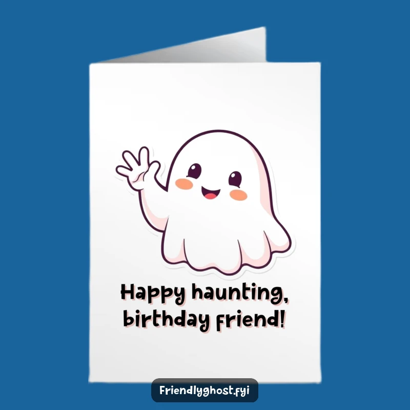 Free Printable Birthday Card: Happy Ghost Waves - Enthusiastic Fun