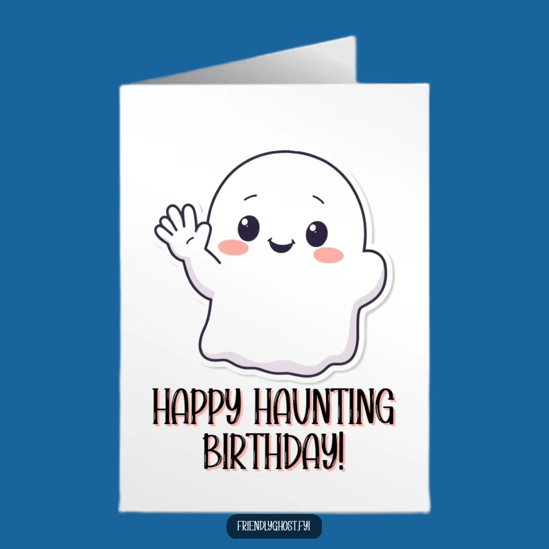 Kawaii Ghost Birthday Card Free Printable: Enthusiastic Wave Downloadable Gift