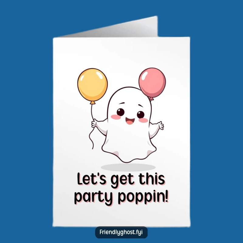 Free Printable Birthday Card: Giggling Ghost Balloon Dance - Funny Downloadable Gift