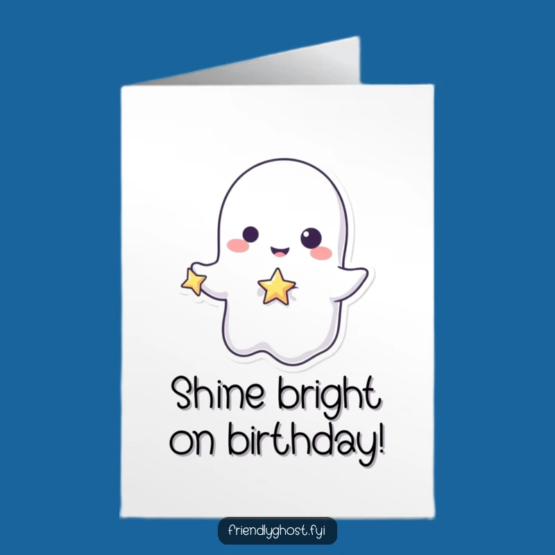 Free Printable Birthday Card: Playful Ghost & Star for a Magical, Funny Celebration
