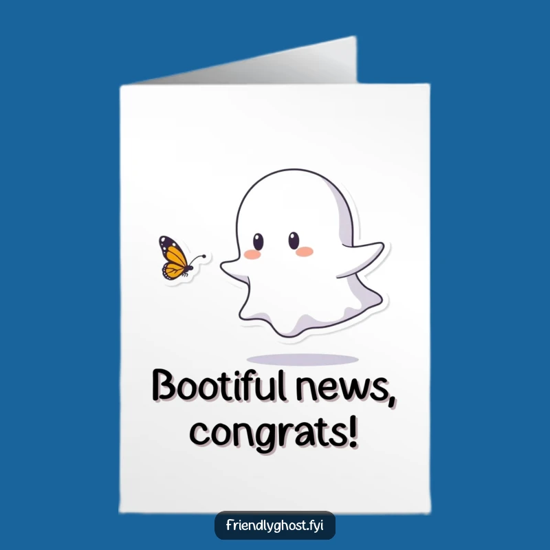 Free Printable Congrats Card: Ghost Butterfly Chase Joyful Downloadable