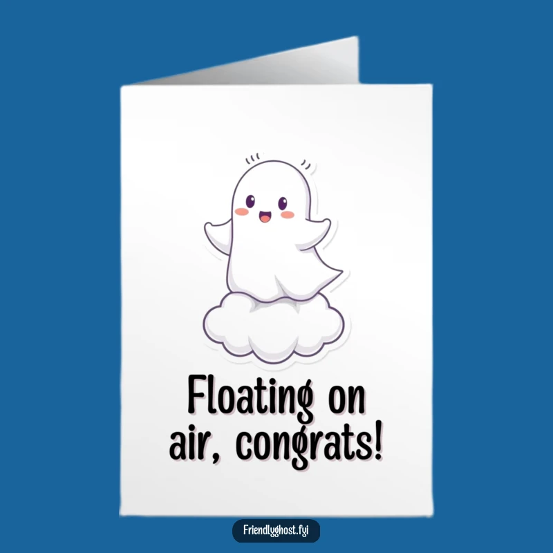 Free Printable Congrats Card: Ghost on Cloud - Uplifting Humor