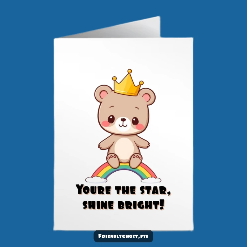 Free Printable Card: Funny Bear Cub Rainbow Congrats - Downloadable Celebration!