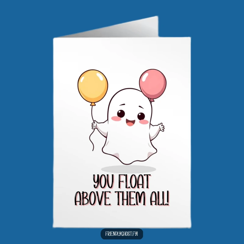 Free Printable Congrats Card: Ghost Balloon Dance - Funny Downloadable Celebration Gift