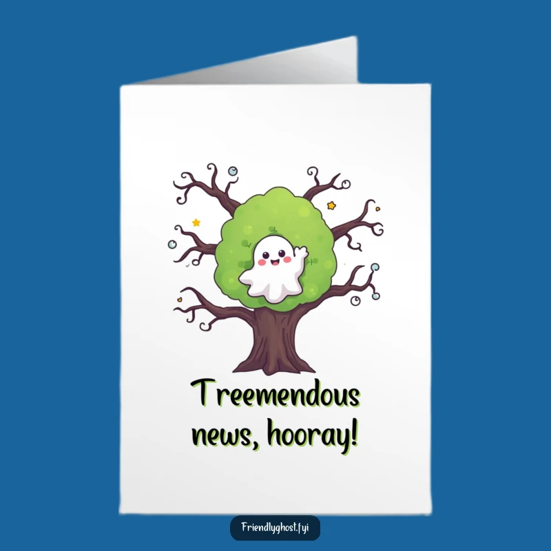 Free Printable Congrats Card: Ghost Tree Waves Congrats Funny Downloadable
