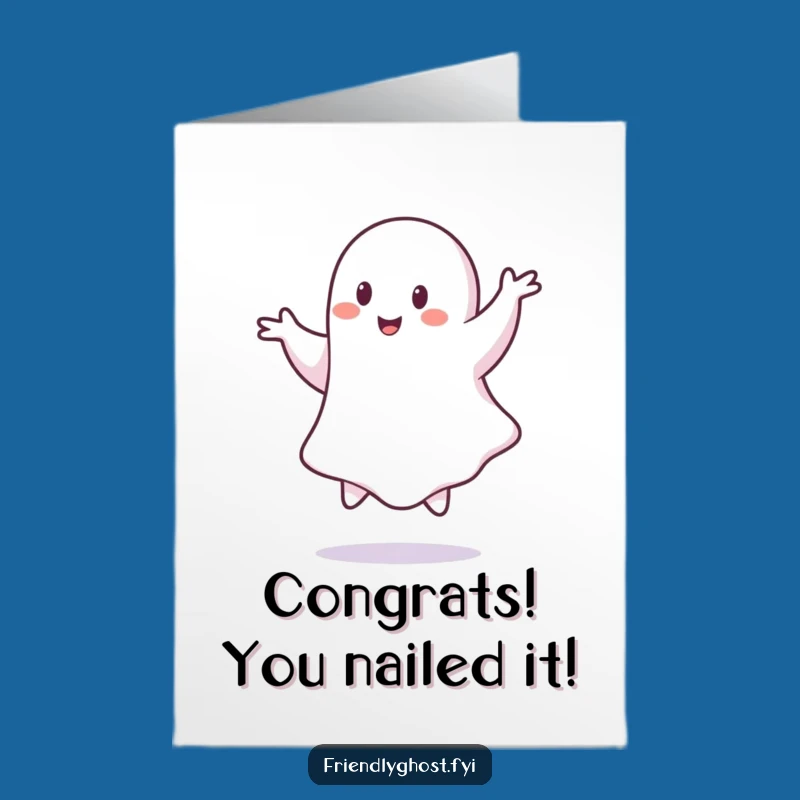 Free Printable Congrats Card: Playful Ghost Pirouette - Funny Downloadable Celebration Gift