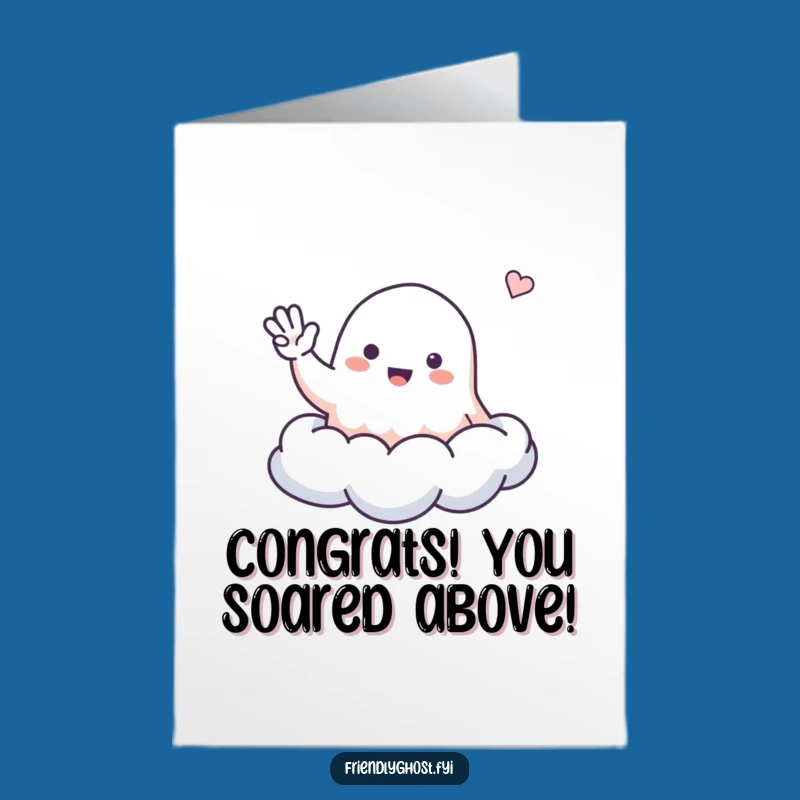 Free Printable Congratulations Card: Friendly Ghost Cloud Funny Downloadable Gift