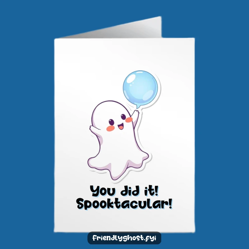 Free Printable Congrats Card: Playful Ghost Bubble Mischief Winner - Funny Downloadable