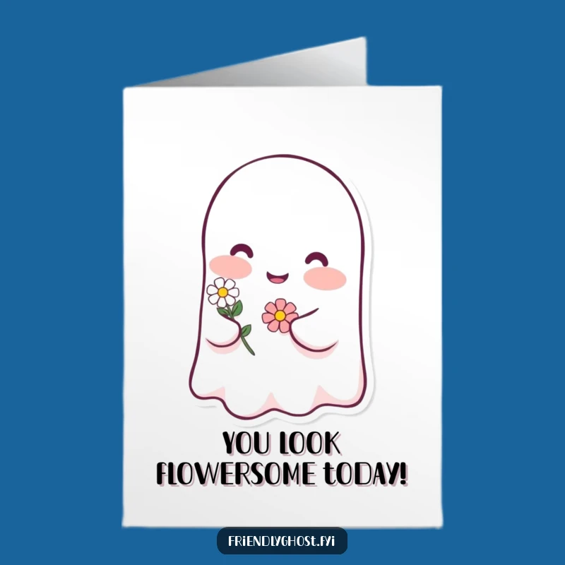 Free Printable Congrats Card: Blushing Ghost for Sweet, Funny Achievements