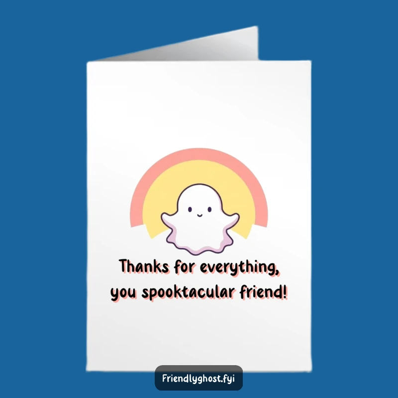 Free Printable Rainbow Ghost Thank You Card - Funny Ghosty Downloadable Gift