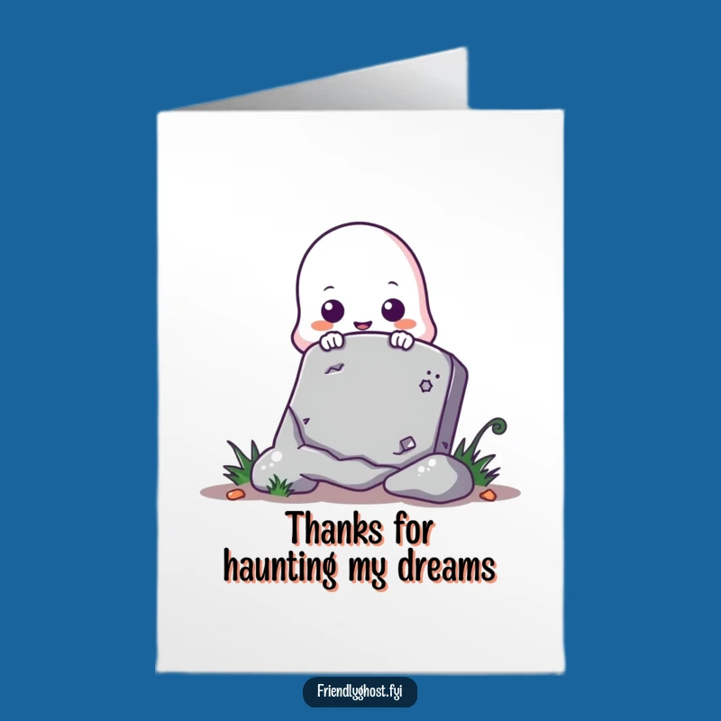Free Printable Thank You Card: Cute Ghost Peeking Tombstone Funny Downloadable Gift