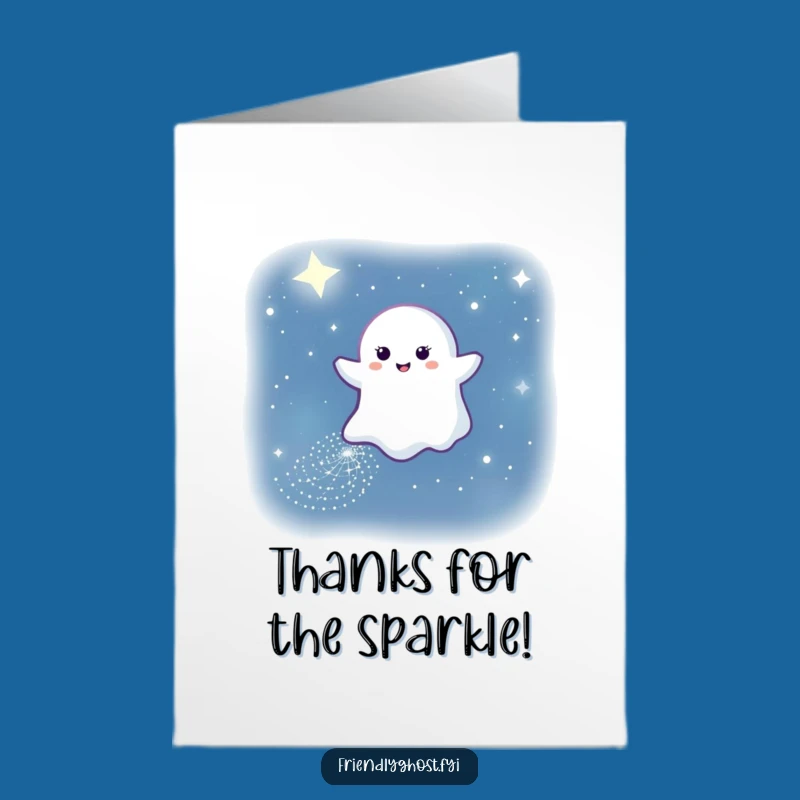 Free Printable Thank You Card: Sparkling Ghost Night Sky Funny Downloadable Gift