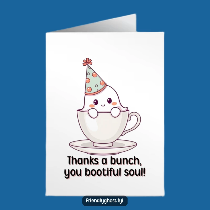 Free Printable Thank You Card: Shy Ghost Grateful Surprise Funny Downloadable