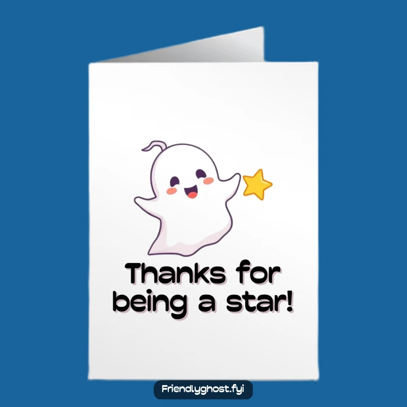 Free Printable Ghost Star Thank You Card - Funny Playful Downloadable Gift