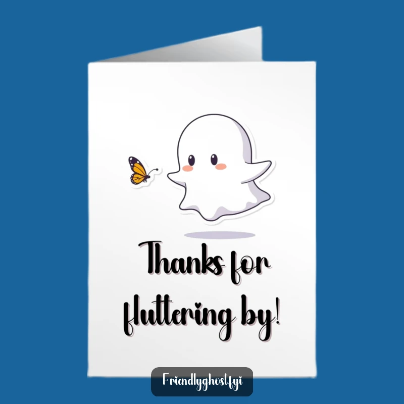 Free Printable Thank You Card: Ghost Butterfly Chase Playful Downloadable