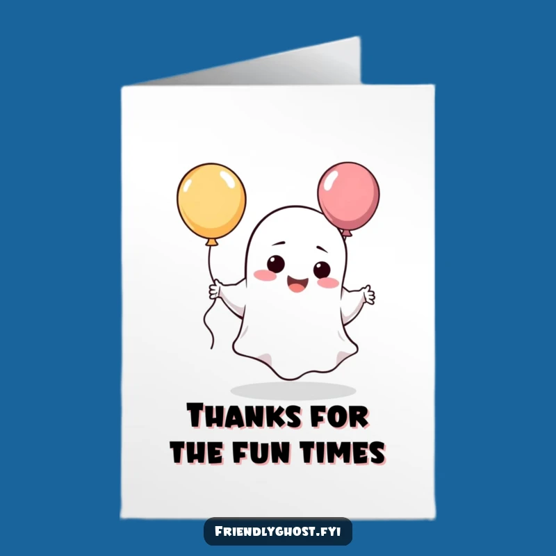 Free Printable Thank You Card: Ghost Balloon Dance - Amusing Downloadable Gift