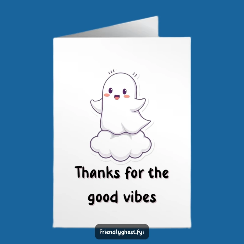Free Printable Thank You Card: Ghost on Cloud - Sweet Appreciation