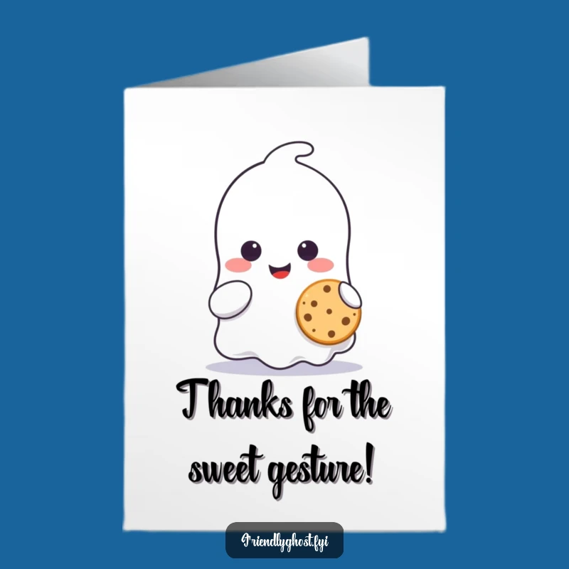 Free Printable Thank You Card: Ghost Shares Cookie for Your Kindness!