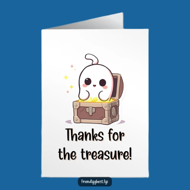 Free Printable Thank You Card: Ghost Peeking at Treasure, Great Gift!