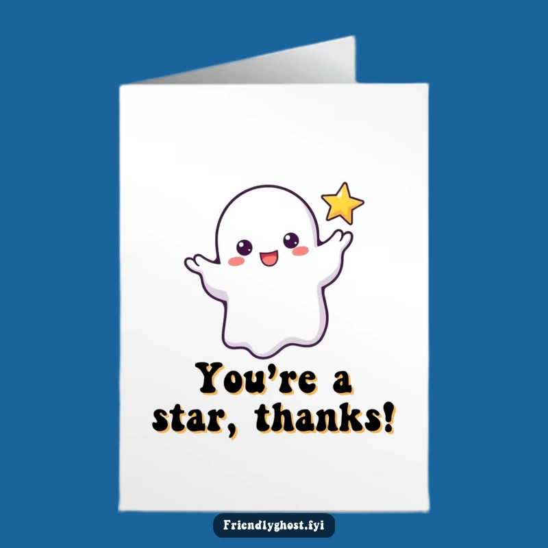 Free Printable Thank You Card: Ghost & Star Gratitude Funny Downloadable Gift