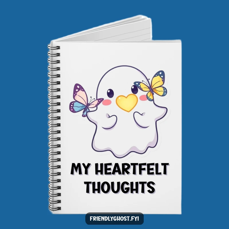 Funny Friendly Ghost Heart Notebook: Kind Character Journal for Notes