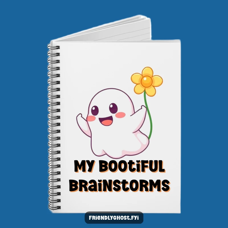 Funny Ghost Booping Flower Notebook - Perfect for Jotting Down Happy Thoughts