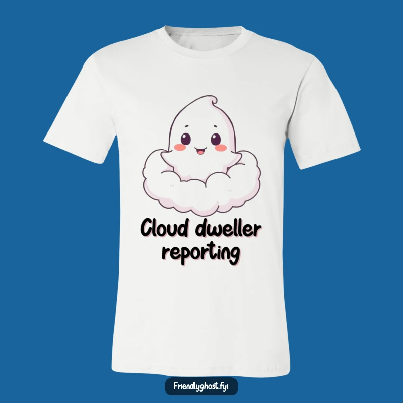 Funny Ghost Cloud Peeker T-Shirt: Shy Character, Comical Tee for Cloud Gazers