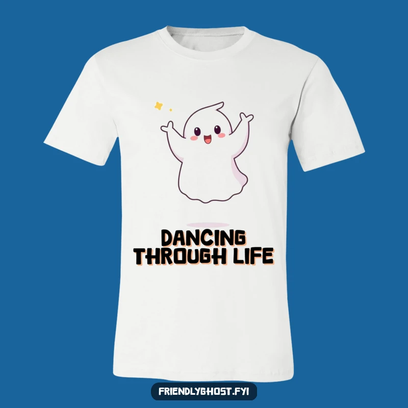 Funny Ghost Pirouette T-Shirt: Energetic Character, Comical Tee for Fun Lovers