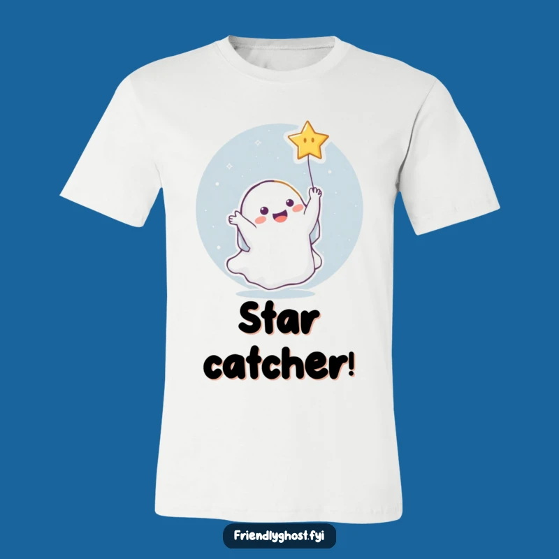 Funny Ghost Star T-Shirt: Joyful Celestial Catch Design for Humorous Wear
