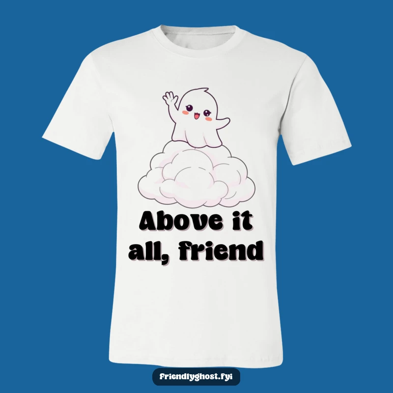 Funny Waving Ghost Cloud T-Shirt: Heavenly Humor Tee Gift