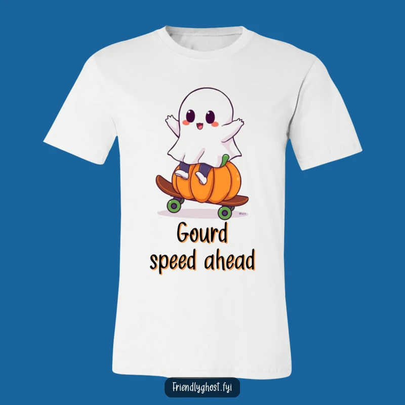 Funny Ghost Pumpkin Skateboard T-Shirt: Spooky Ride Apparel Gift