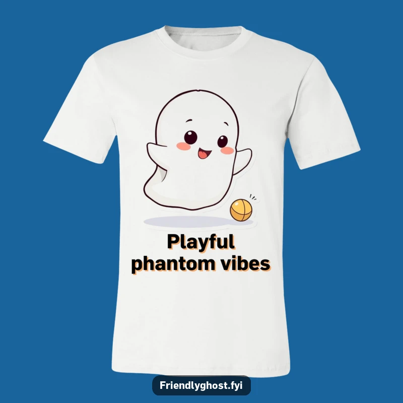 Funny Playful Ghost T-Shirt: Mischievous Ball Bounce - Comical Spooky Fun Gift
