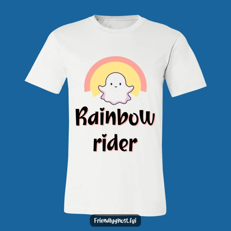 Funny Tiny Ghost Rainbow T-Shirt: Wear Your Spectral Happiness with Pride