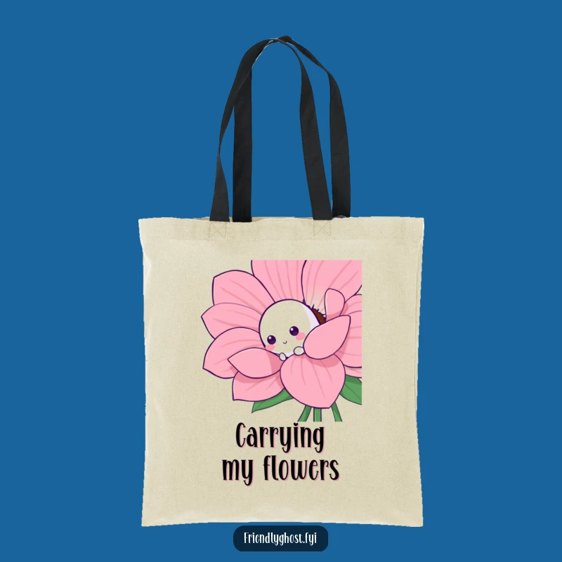 Funny Shy Ghost Flower Tote: Playful Character Carry-all for Essentials
