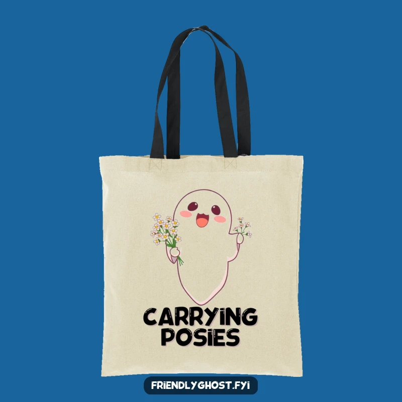 Funny Ghost Flowers Tote Bag: Carry Joy and Blooms Everywhere!