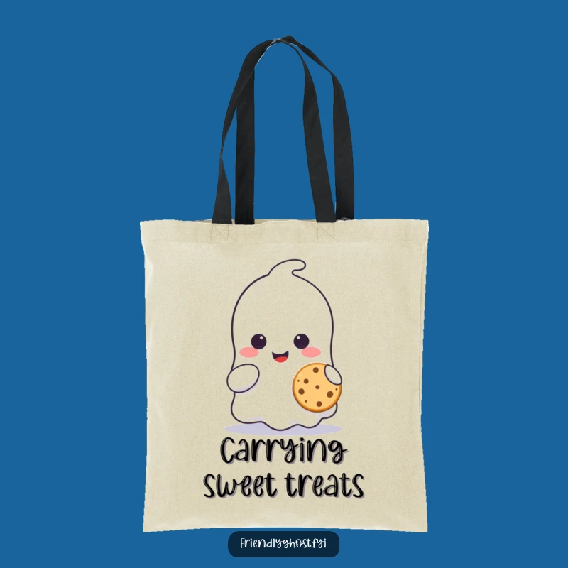 Funny Ghost Cookie Tote Bag: Cute Character Sharing Treat Smile Carry-All, Gift!