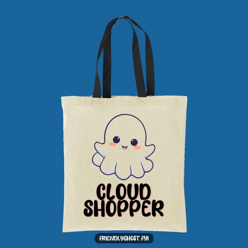 Funny Little Ghost Cloud Peek Tote Bag: Carry Your Spectral Secrets
