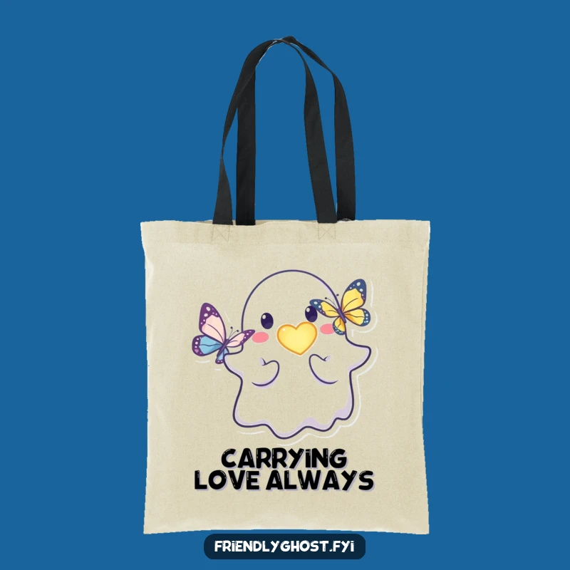 Funny Friendly Ghost Heart Tote: Kind Character Carry-all for Good Deeds