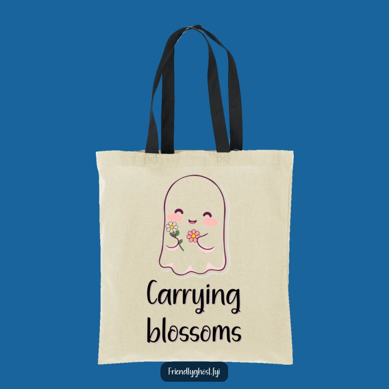 Funny Ghost Blush Tote Bag: Carry Your Sweetness and Blooms