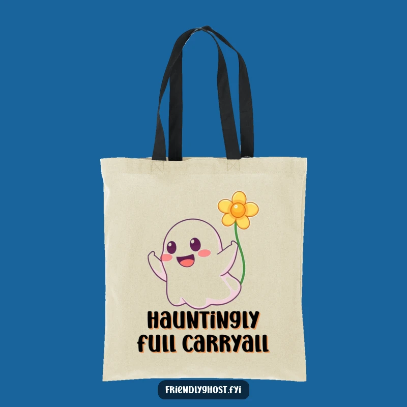 Funny Ghost Booping Flower Tote Bag - Cute & Practical Gift