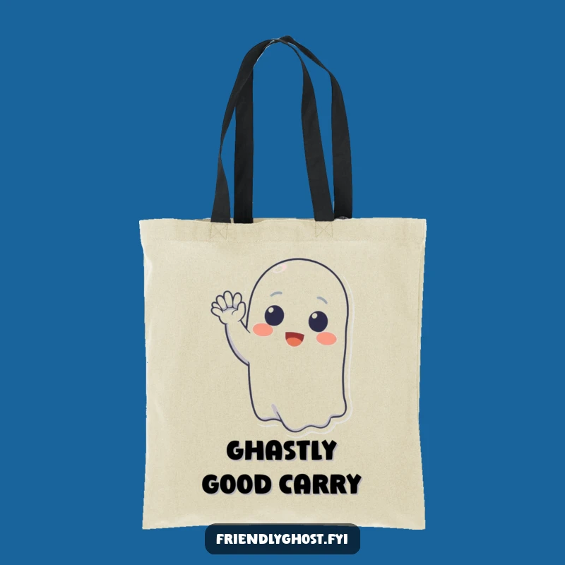 Funny Ghost Wave Tote Bag: Cheerful Phantom Pal - Adorable Funny Gift