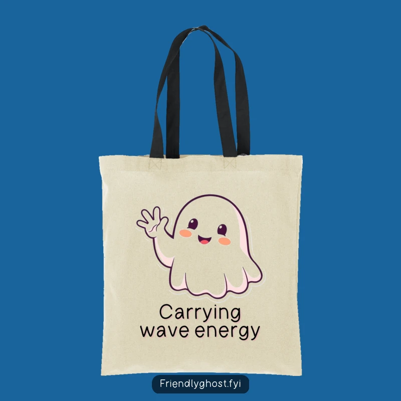 Funny Ghost Waving Tote Bag: Hauntingly Handy for Friendly Errands