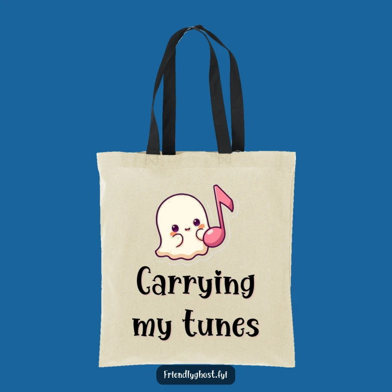 Funny Shy Ghost Music Tote: Peeking Phantom Bag, Carry Your Tune